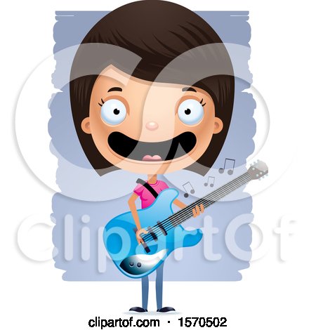 Clipart of a Hispanic Teen Girl Playing a Guitar - Royalty Free Vector Illustration by Cory Thoman