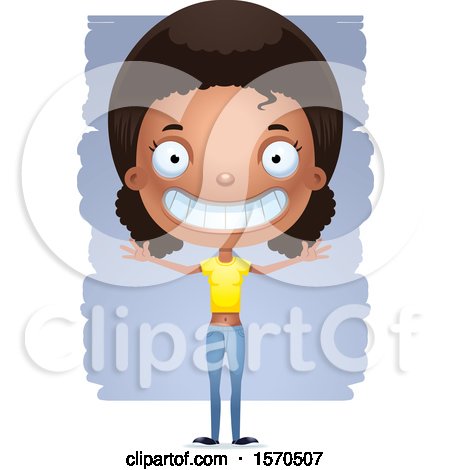 Clipart of a Happy Black Teen Girl - Royalty Free Vector Illustration by Cory Thoman