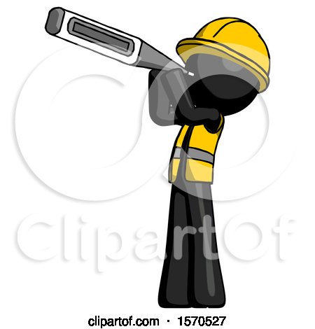 Black Construction Worker Contractor Man Thermometer in Mouth by Leo Blanchette