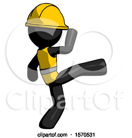 Black Construction Worker Contractor Man Kick Pose by Leo Blanchette