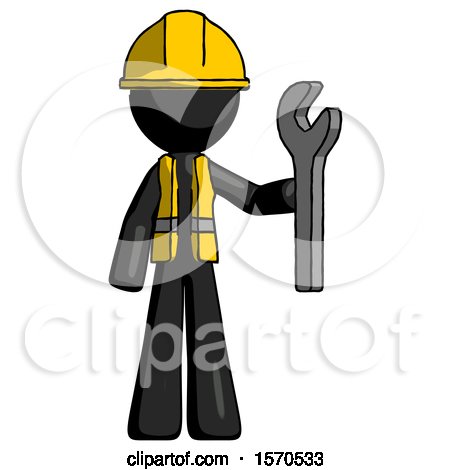 Black Construction Worker Contractor Man Holding Wrench Ready to Repair or Work by Leo Blanchette