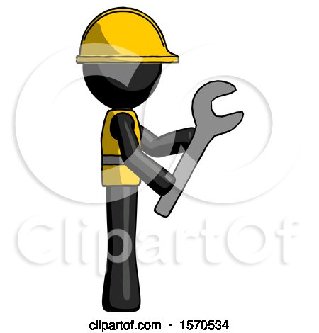 Black Construction Worker Contractor Man Using Wrench Adjusting Something to Right by Leo Blanchette