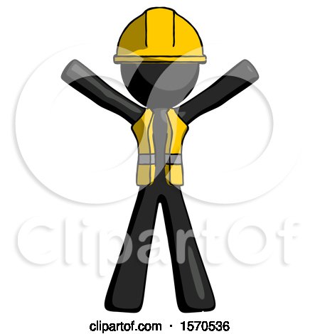 Black Construction Worker Contractor Man Surprise Pose, Arms and Legs out by Leo Blanchette