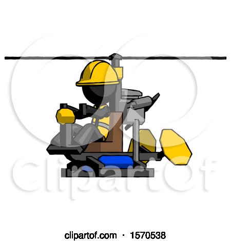 Black Construction Worker Contractor Man Flying in Gyrocopter Front Side Angle View by Leo Blanchette