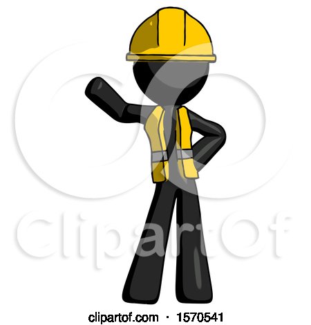 Black Construction Worker Contractor Man Waving Right Arm with Hand on Hip by Leo Blanchette