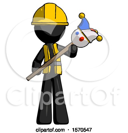 Black Construction Worker Contractor Man Holding Jester Diagonally by Leo Blanchette