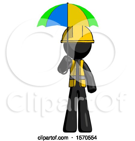 Black Construction Worker Contractor Man Holding Umbrella Rainbow Colored by Leo Blanchette