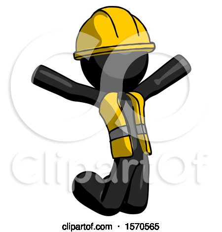 Black Construction Worker Contractor Man Jumping or Kneeling with Gladness by Leo Blanchette