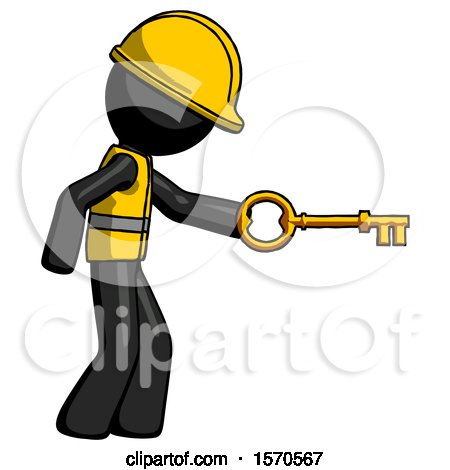 Black Construction Worker Contractor Man with Big Key of Gold Opening Something by Leo Blanchette