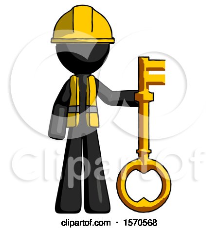 Black Construction Worker Contractor Man Holding Key Made of Gold by Leo Blanchette