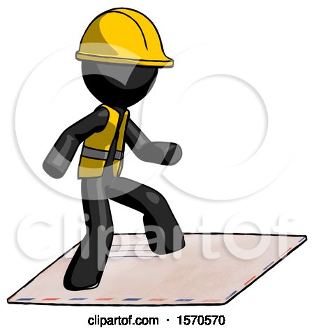 Black Construction Worker Contractor Man on Postage Envelope Surfing by Leo Blanchette