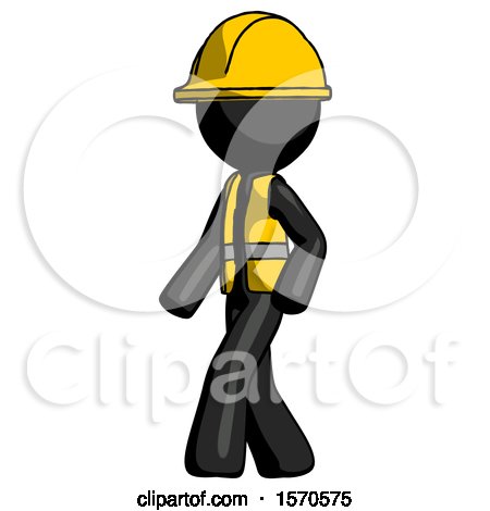 Black Construction Worker Contractor Man Man Walking Turned Left Front View by Leo Blanchette