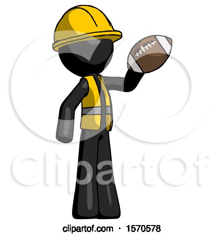Black Construction Worker Contractor Man Holding Football up by Leo Blanchette