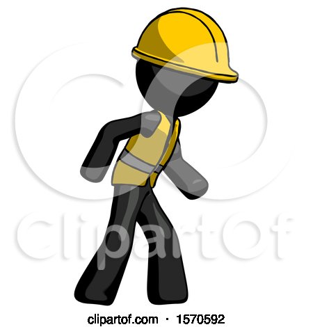 Black Construction Worker Contractor Man Suspense Action Pose Facing Right by Leo Blanchette