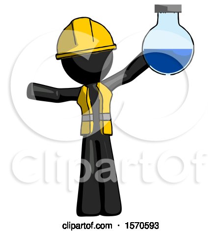 Black Construction Worker Contractor Man Holding Large Round Flask or Beaker by Leo Blanchette