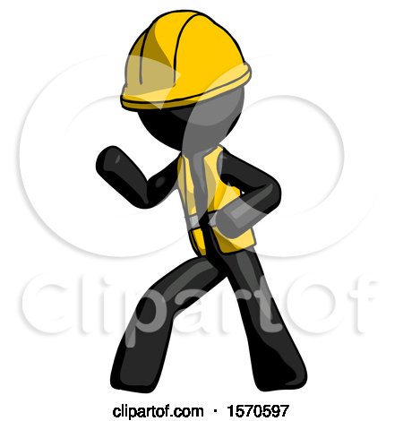 Black Construction Worker Contractor Man Martial Arts Defense Pose Left by Leo Blanchette
