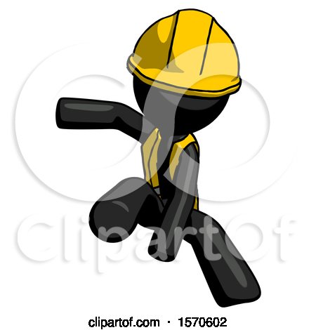 Black Construction Worker Contractor Man Action Hero Jump Pose by Leo Blanchette