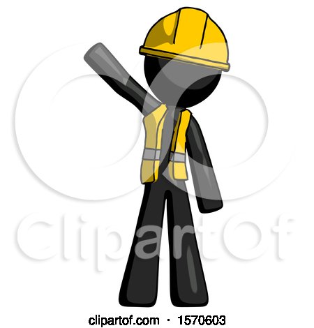 Black Construction Worker Contractor Man Waving Emphatically with Right Arm by Leo Blanchette