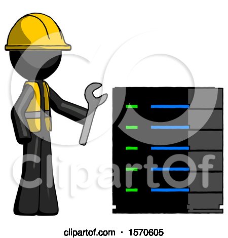Black Construction Worker Contractor Man Server Administrator Doing Repairs by Leo Blanchette