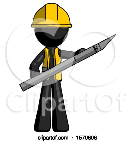 Black Construction Worker Contractor Man Holding Large Scalpel by Leo Blanchette
