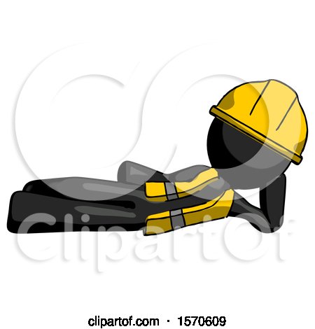 Black Construction Worker Contractor Man Reclined on Side by Leo Blanchette