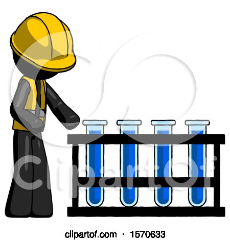 Black Construction Worker Contractor Man Using Test Tubes or Vials on Rack by Leo Blanchette