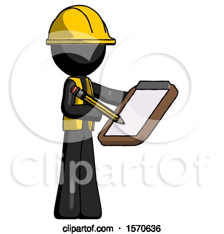 Black Construction Worker Contractor Man Using Clipboard and Pencil by Leo Blanchette