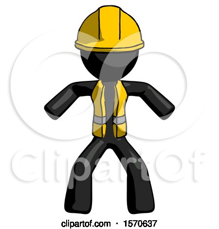 Black Construction Worker Contractor Male Sumo Wrestling Power Pose by Leo Blanchette