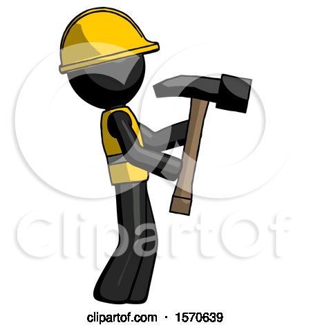 Black Construction Worker Contractor Man Hammering Something on the Right by Leo Blanchette