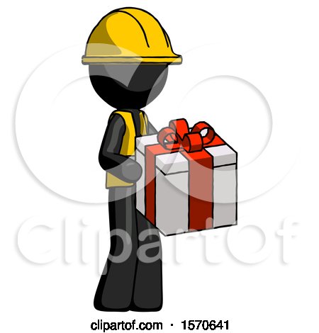 Black Construction Worker Contractor Man Giving a Present by Leo Blanchette