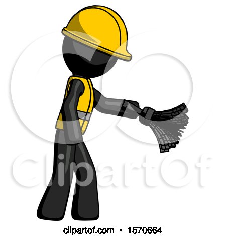 Black Construction Worker Contractor Man Dusting with Feather Duster Downwards by Leo Blanchette