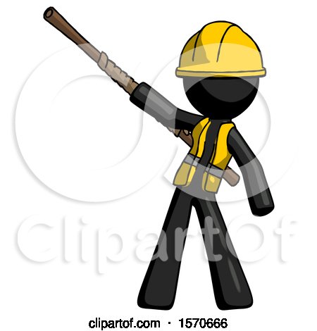 Black Construction Worker Contractor Man Bo Staff Pointing up Pose by Leo Blanchette