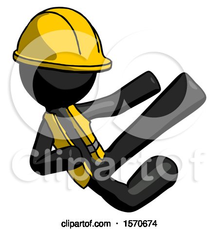 Black Construction Worker Contractor Man Flying Ninja Kick Right by Leo Blanchette