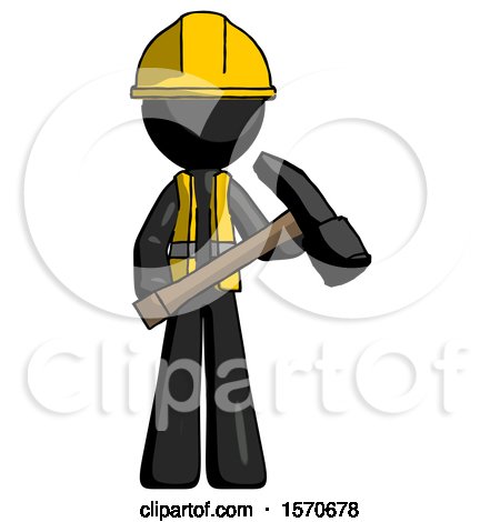 Black Construction Worker Contractor Man Holding Hammer Ready to Work by Leo Blanchette