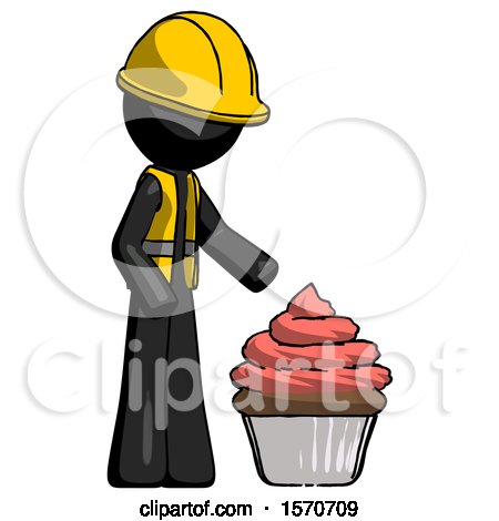 Black Construction Worker Contractor Man with Giant Cupcake Dessert by Leo Blanchette