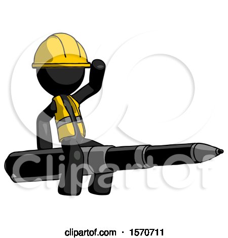 Black Construction Worker Contractor Man Riding a Pen like a Giant Rocket by Leo Blanchette