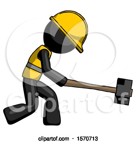 Black Construction Worker Contractor Man Hitting with Sledgehammer, or Smashing Something by Leo Blanchette