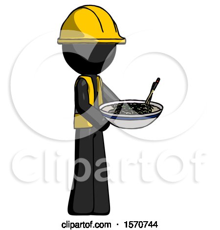 Black Construction Worker Contractor Man Holding Noodles Offering to Viewer by Leo Blanchette