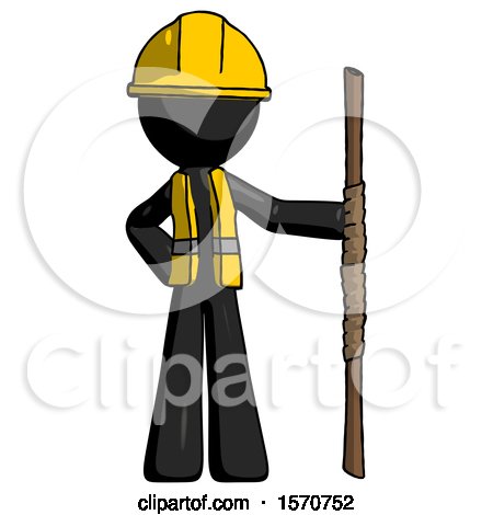 Black Construction Worker Contractor Man Holding Staff or Bo Staff by Leo Blanchette