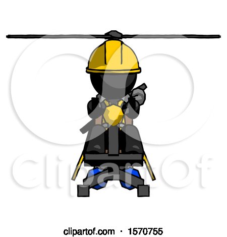 Black Construction Worker Contractor Man Flying in Gyrocopter Front View by Leo Blanchette
