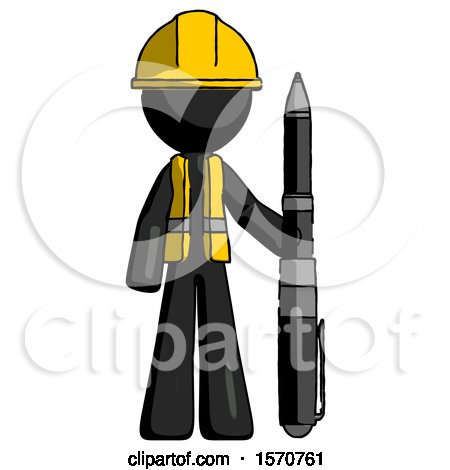 Black Construction Worker Contractor Man Holding Large Pen by Leo Blanchette