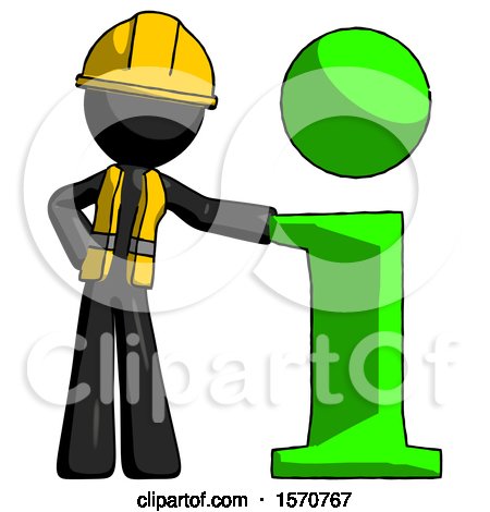 Black Construction Worker Contractor Man with Info Symbol Leaning up Against It by Leo Blanchette