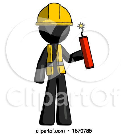 Black Construction Worker Contractor Man Holding Dynamite with Fuse Lit by Leo Blanchette