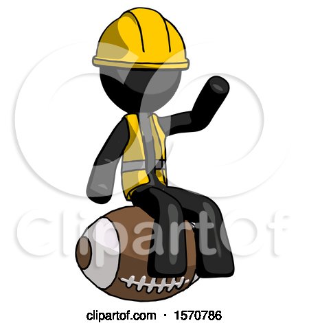 Black Construction Worker Contractor Man Sitting on Giant Football by Leo Blanchette