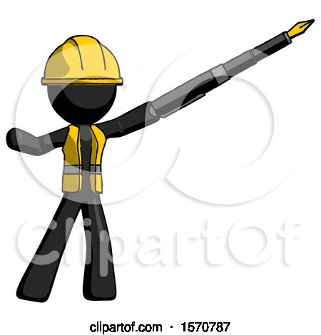Black Construction Worker Contractor Man Pen Is Mightier Than the Sword Calligraphy Pose by Leo Blanchette