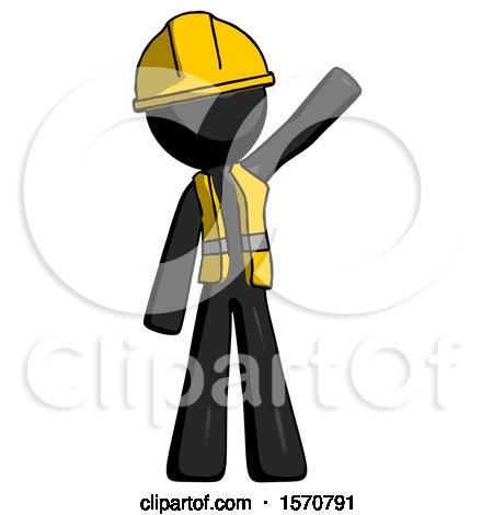 Black Construction Worker Contractor Man Waving Emphatically with Left Arm by Leo Blanchette