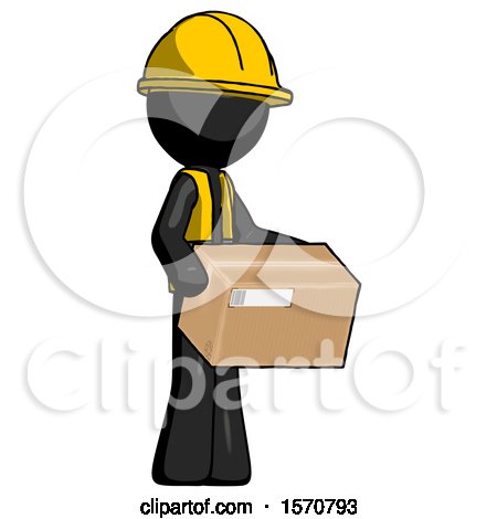 Black Construction Worker Contractor Man Holding Package to Send or Recieve in Mail by Leo Blanchette