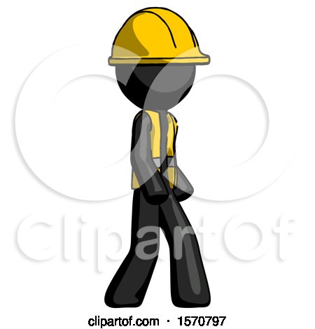 Black Construction Worker Contractor Man Walking Turned Right Front View by Leo Blanchette