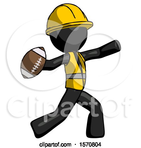 Black Construction Worker Contractor Man Throwing Football by Leo Blanchette