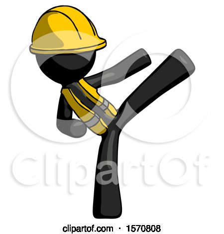 Black Construction Worker Contractor Man Ninja Kick Right by Leo Blanchette